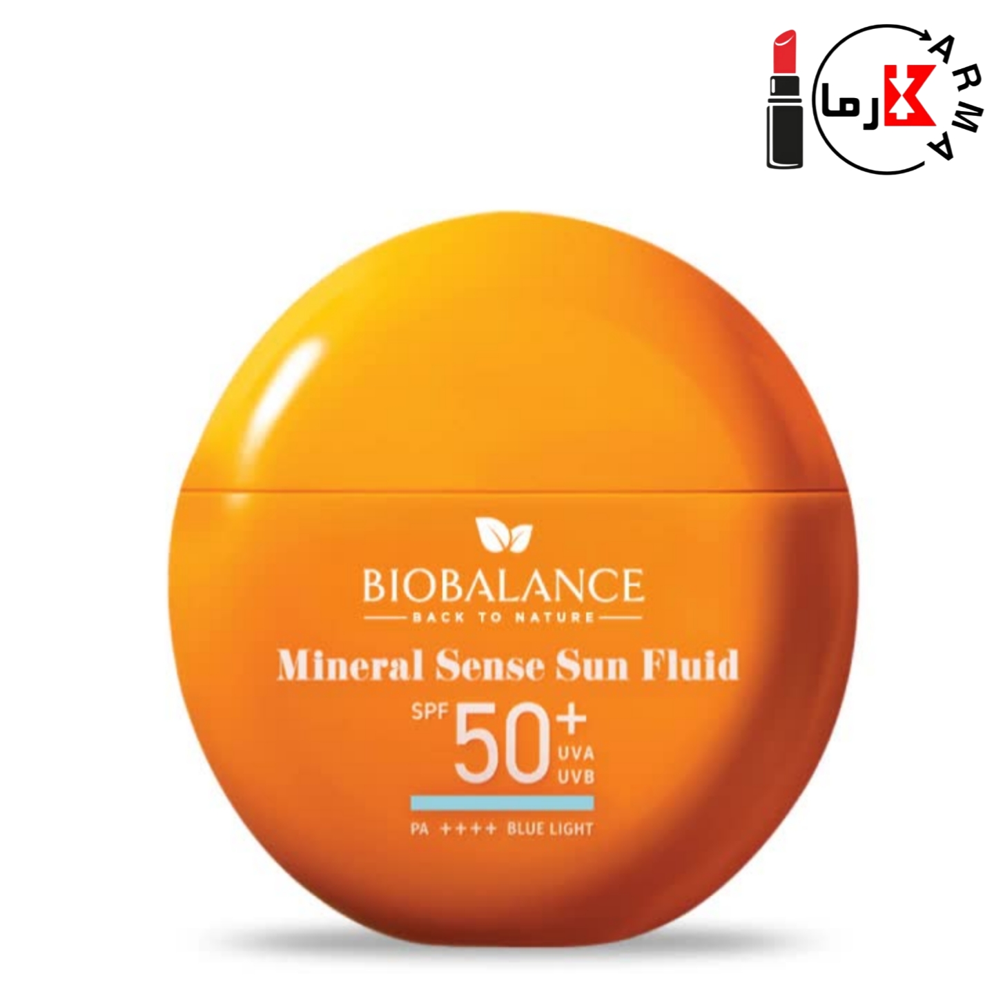  بسته‌بندی نارنجی رنگ ضد آفتاب فلوئید مینرال بیوبالانس مدل Mineral Sense با SPF 50+