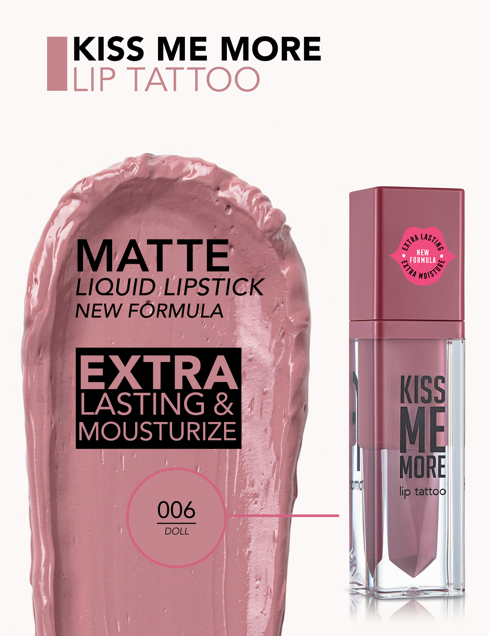 رژ مایع مات فلورمار Kiss Me More Lip Tattoo شماره 006 Doll حجم ۳.۸ میلی‌لیتر2