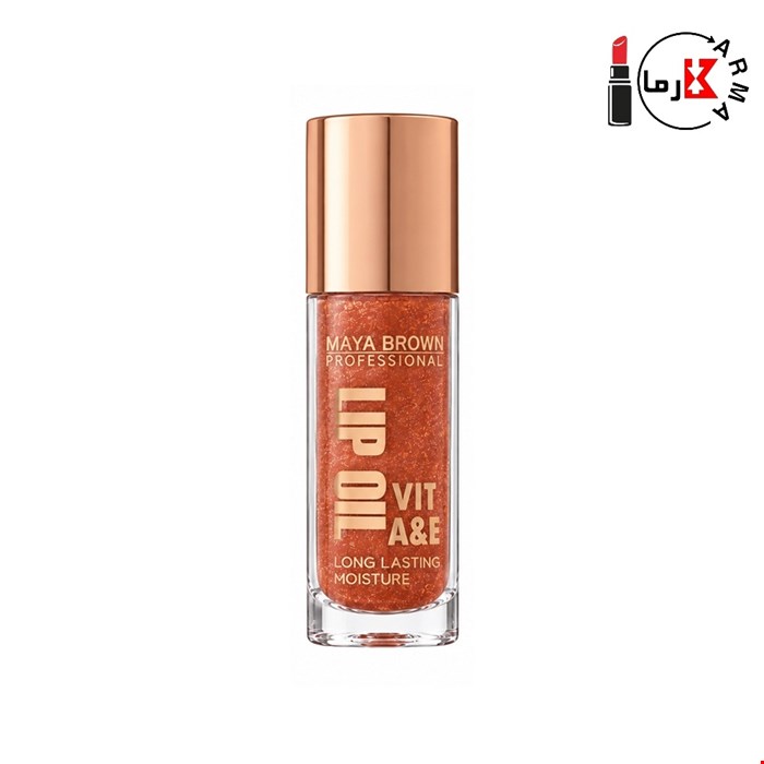 لیپ اویل مایا براون مدل VIT A&E شماره 807 هلویی روشن شاین‌دار | Maya Brown Lip Oil 5g